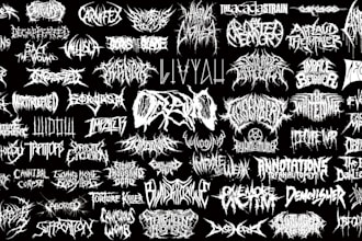 draw a detailed, brutal metal band logo