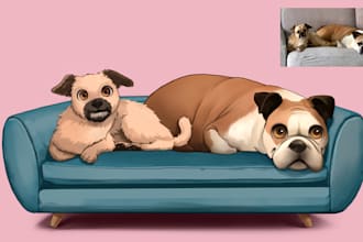 draw your pet in cute stylized cartoon