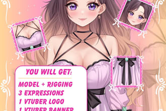 draw professional live2d vtuber model with rigging and expression movement