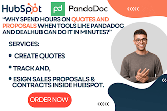 set up hubspot CRM with dealhub, pandadoc cpq for quotes, proposals, deals