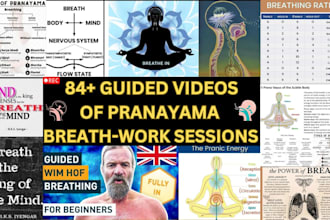 give 84 guided breathwork videos pranayama breathing videos wim hoff breathwork