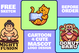 make logo cartoon cute mascot character design for your brand