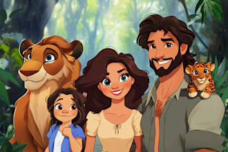 design a professional disney family portrait