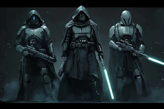 create a fantasy sci fi character or star wars illustration