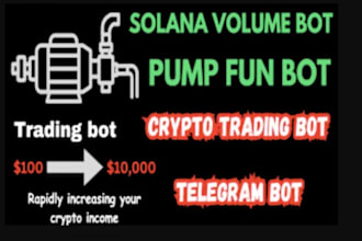 build crypto telegram bot, arbitrage bot, volume bot, pumpfun bot, solana bot