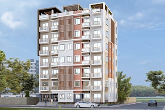 rebuild 3d modern story residential complex,apartment layout,cgi exterior facade