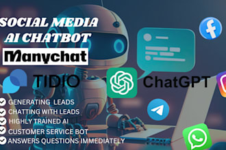 create facebook, instagram, telegram, whatsapp ai chatbot in manychat