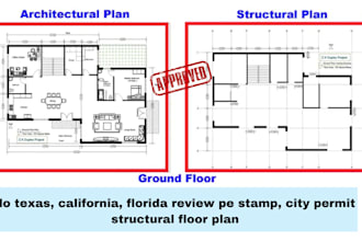 do texas, california, florida review pe stamp, city permit structural floor plan