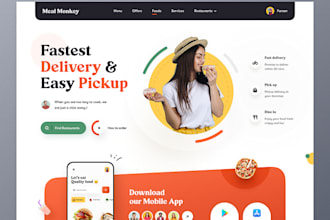 design modern food delivery restaurant booking website