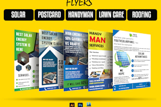 design solar flyer postcard handyman lawn care business flyer junk removal