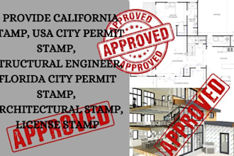 provide california license, structural engineer, pe stamp licensed city permit