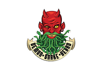 design wonderful demon snake beard logo