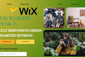 clothing wix website, footwear , furniture, photography website, roofing website