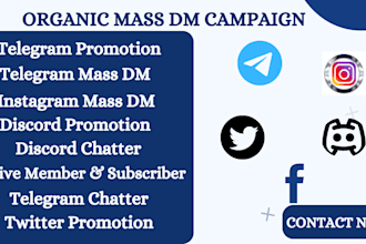 telegram promotion twitter mass dm, instagram discord mass dm, bulk sms, chatter