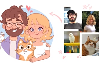 draw cartoon couple portrait, couple illustration