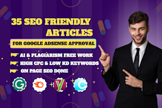 do 35 bulk SEO article writing, blog writing content for google adsense approval