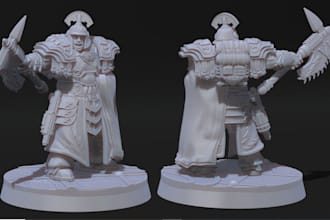 design 3d miniatures tabletop game with 3d mask 40 warhammer with 3d face