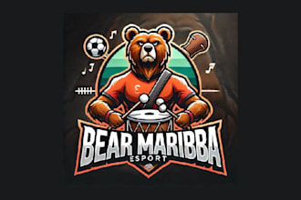 design a unique bear marimba mascot logo within two day