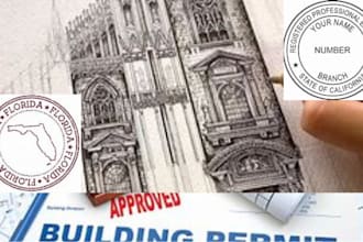 do texas, california, florida pe stamp, city permit structural floor plan, hvac