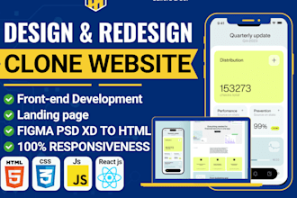 copy clone website or create landing page using HTML CSS js react js tailwindcss