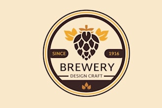 design high quality brewery logo for your business with 24 hours