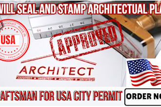 seal, stamp architectural plan, autocad 2d drawings, redraw floor plan for USA