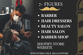 design 7 figures barbershop beauty salon hair salon shopify store barber website