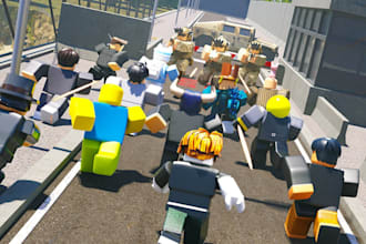make obby game, hood game, roblox full game, scripting, map, 3d buildings
