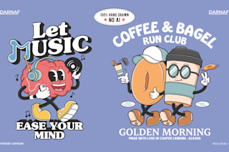 create vintage cartoon character retro mascot logo