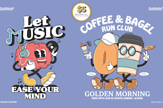 create vintage cartoon character retro mascot illustration