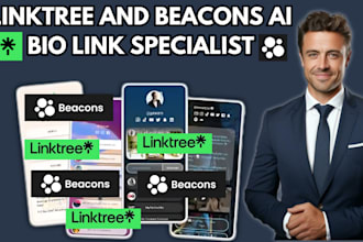 do linktree bio link, beacons ai landing page design for instagram or website