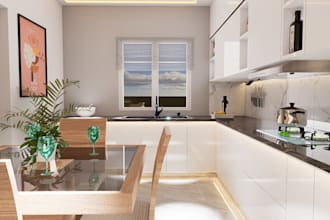 design modern kitchen interior with realistic 3d rendering