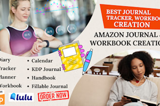 design amazon KDP journal, digital planner, workbook, tracker, self help journal
