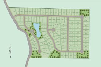 render architectural site plan, landscape plan, masterplan