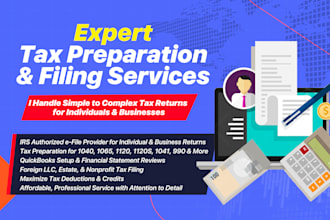 prepare  e file 1040 1065 1120 US tax returns for individuals business as ea