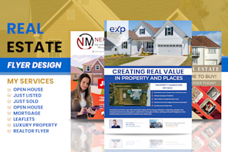 design real estate, open house, just sold, realtor flyer, one pager in 8 hours