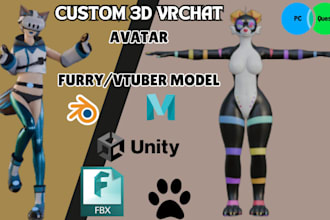 custom vrchat avatar 3d furry model vrc avatar 3d model vtuber model