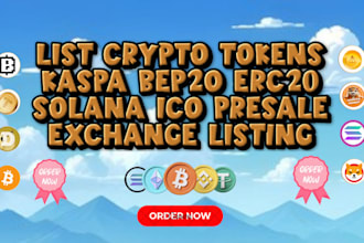 list crypto token, kaspa erc20 bep20 solana token listing, ico presale listing