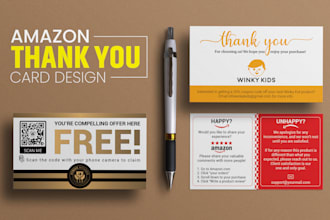 amazon product insert, thank you card, package insert, postcard design