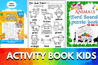 do custom kids activity book, puzzle,book,workbook for kids for amazon KDP