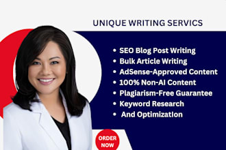 write bulk SEO blog posts, articles and website content for adsense approval