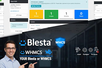 install, configure or fix any issues of your blesta or whmcs