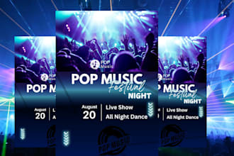 do stunning flyers for music concerts, jazz, rock, hip hop, pop