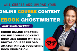 write, rewrite ebook online course content, children digital book course upload