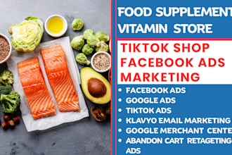 design food supplement and vitamin store marketing facebook ads tiktok shop