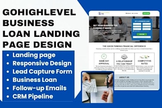 design gohighlevel business loan landing page mca payday mortgage loan website