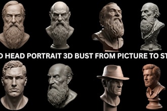 sculpt realistic 3d busts heads and portrait figurines for 3d printing