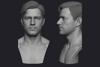 sculpt 3d head 2d to 3d realistic human 3d bust stl face likeness for printing