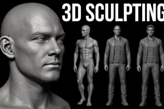 create realistic 3d character figurine, head bust, zbrush sculpt for 3d printing