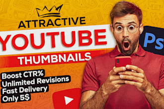 design eye catchy high quality youtube thumbnail
